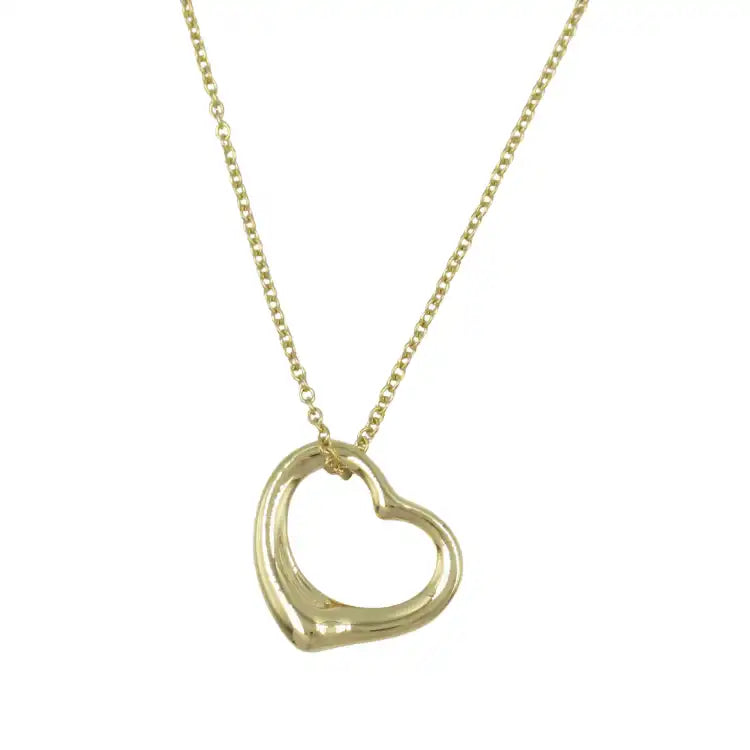 Tiffany 18K Yellow Gold Small Elsa Peretti Open Heart Pendant Necklace