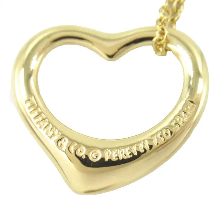 Tiffany 18K Yellow Gold Small Elsa Peretti Open Heart Pendant Necklace