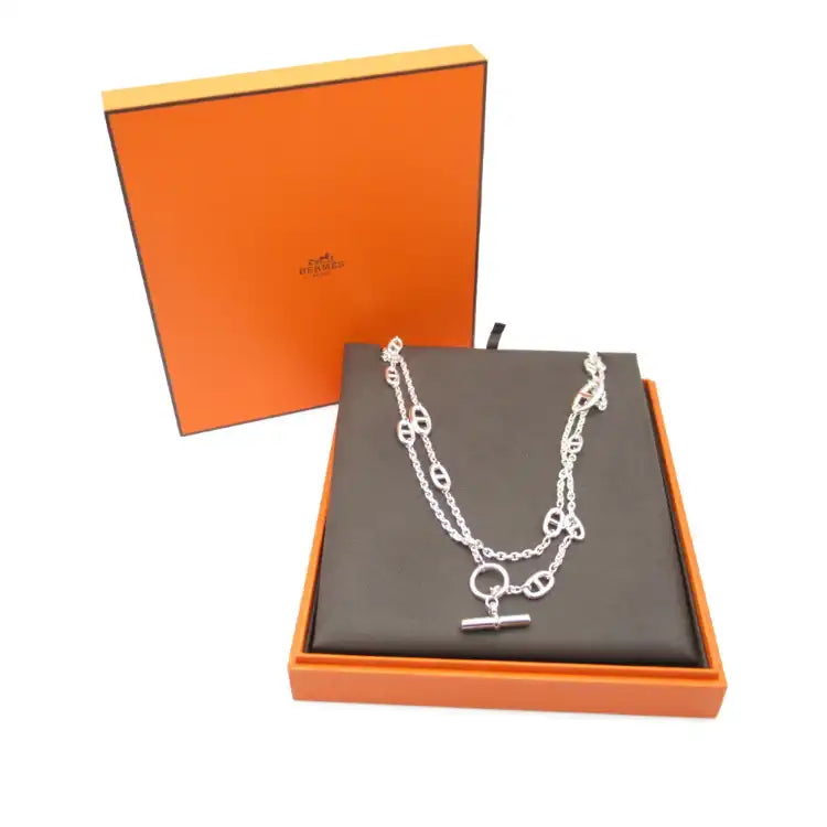 Hermès Sterling Silver Chain d'Ancre Farandole Necklace