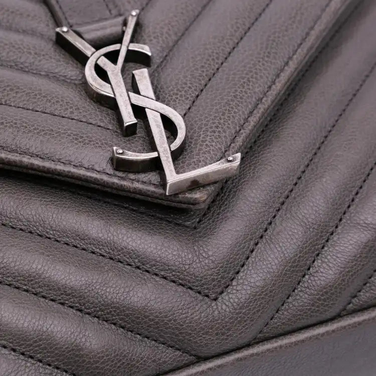 Saint Laurent Medium Quilted Chevron Sheepskin College Satchel