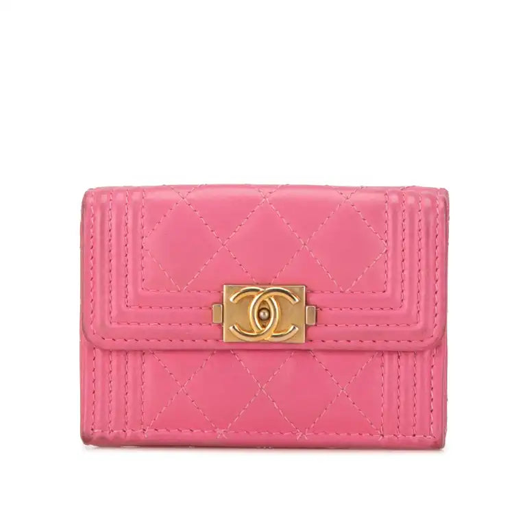 Chanel Lambskin Boy Flap Compact Wallet