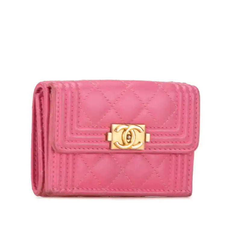 Chanel Lambskin Boy Flap Compact Wallet