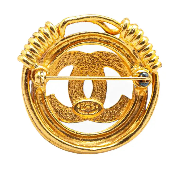 Chanel Gold Plated CC Brooch
