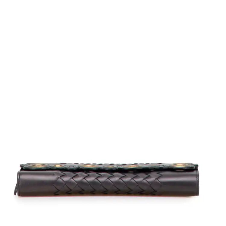 Bottega Veneta Nappa Intrecciato Grommet Scalloped Edge Long Wallet