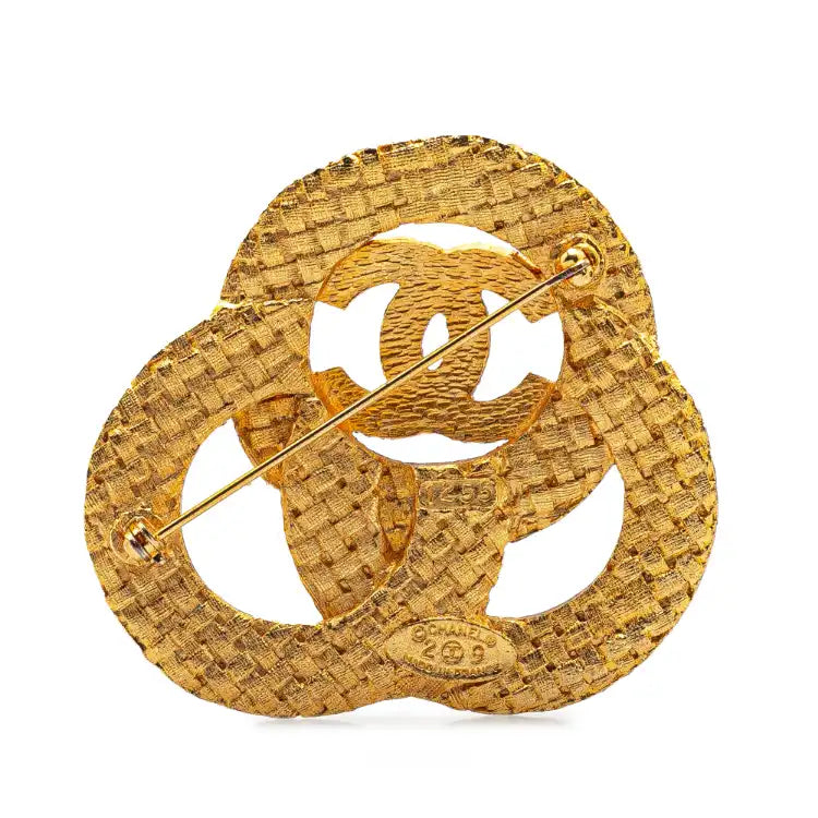 Chanel Gold Plated CC Triple Circle Brooch