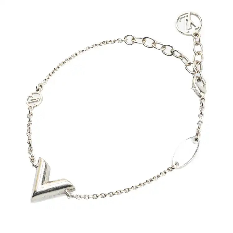 Louis Vuitton Silver Plated Essential V Supple Bracelet