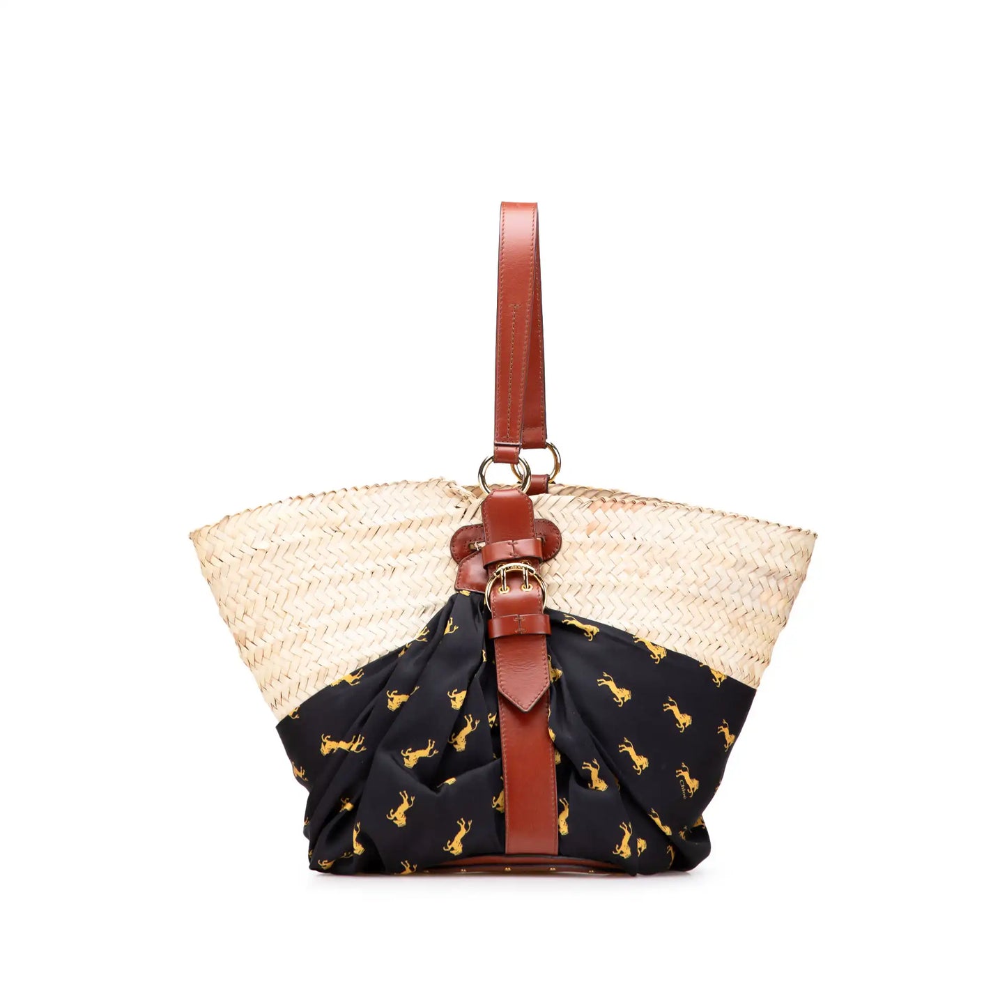 Chloé Medium Raffia Little Horses Panier Basket