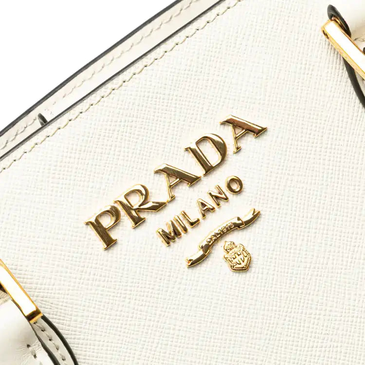 Prada Soft Calf Trimmed Saffiano Lux Satchel