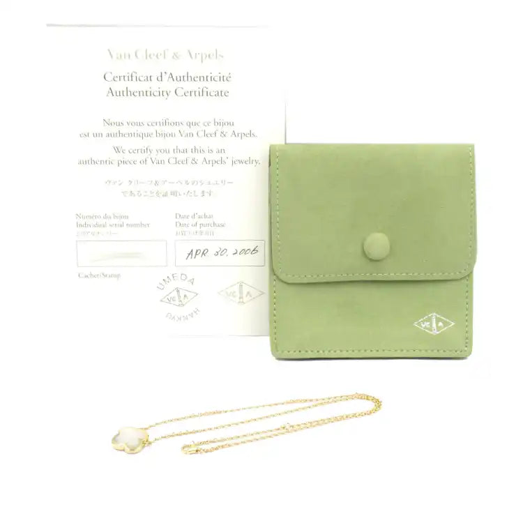 van cleef and arpels 18K Yellow Gold and Mother of Pearl Pure Alhambra Pendant Necklace