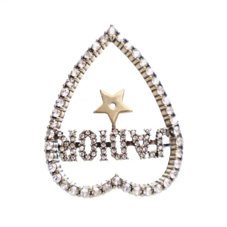 Dior Gold Plated Crystal JAdior Heart Brooch