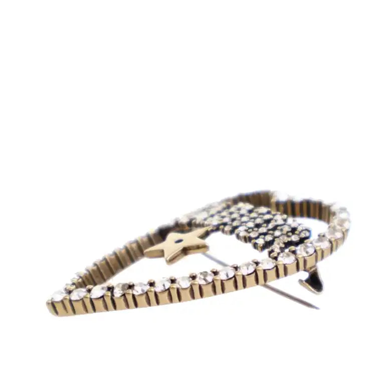 Dior Gold Plated Crystal JAdior Heart Brooch