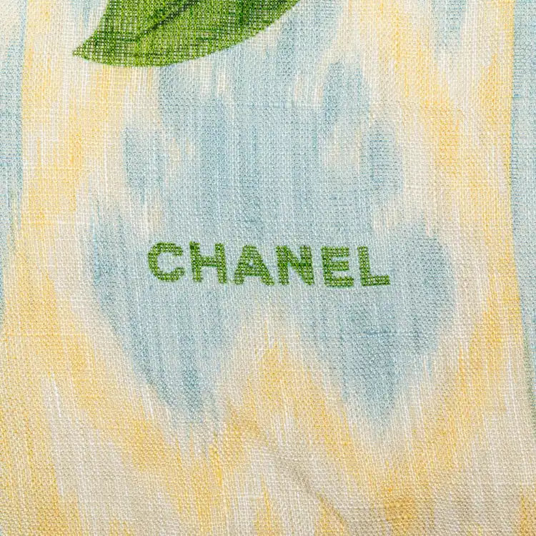 Chanel Camellia Printed Linen Scarf