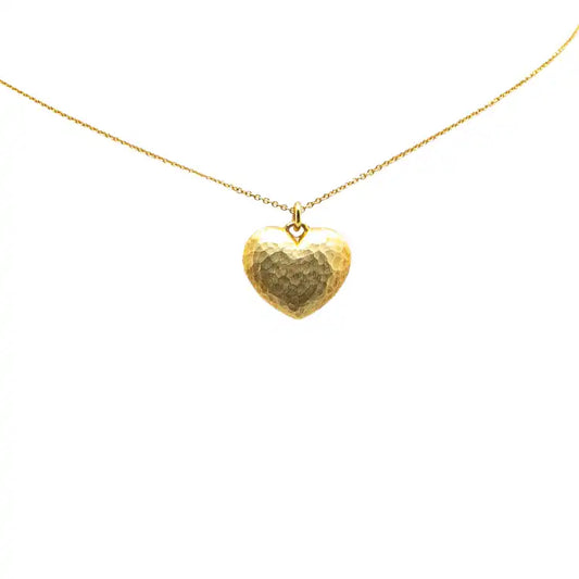 Tiffany Paloma Picasso 18K Yellow Gold Hammered Heart Pendant Necklace