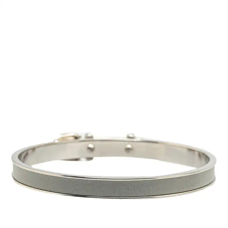 Hermès Palladium Plated Leather Belt Buckle Bangle