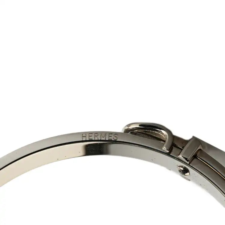 Hermès Palladium Plated Leather Belt Buckle Bangle