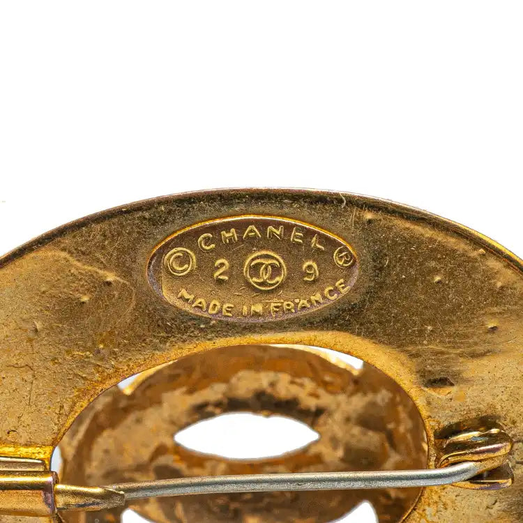 Chanel Gold Plated CC Oval Brooch