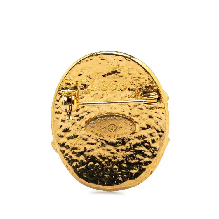 Chanel CC Gold Plated Oval Brooch