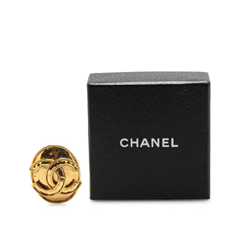 Chanel CC Gold Plated Oval Brooch