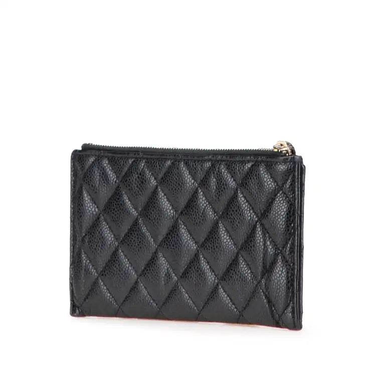 Chanel CC Quilted Caviar Classic Zip Pouch