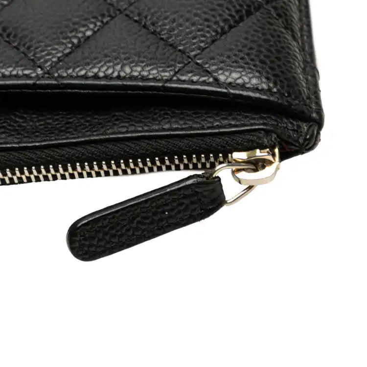Chanel CC Quilted Caviar Classic Zip Pouch