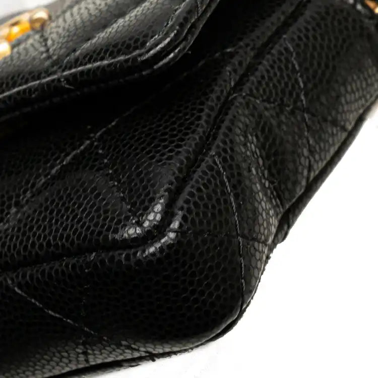 Chanel Quilted Caviar Twist Your Buttons Flap Chain Belt Bag