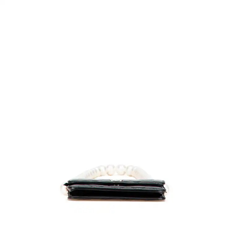 Chanel Quilted Calfskin Maxi Pearls Clutch With Chain