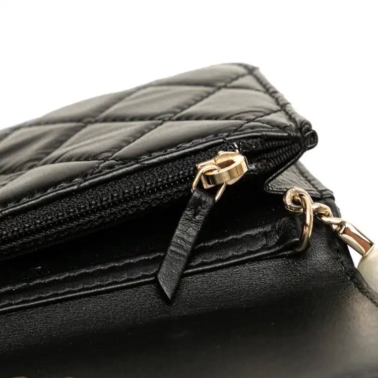 Chanel Quilted Calfskin Maxi Pearls Clutch With Chain