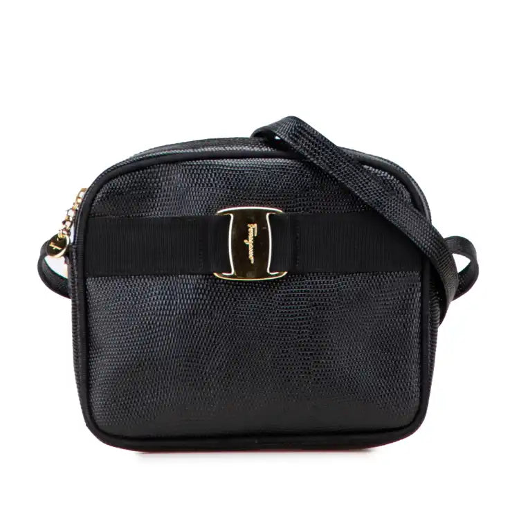 Ferragamo Embossed Lizard Leather Vara Crossbody