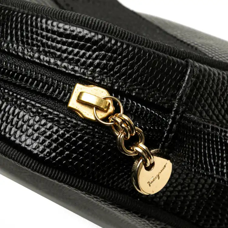 Ferragamo Embossed Lizard Leather Vara Crossbody