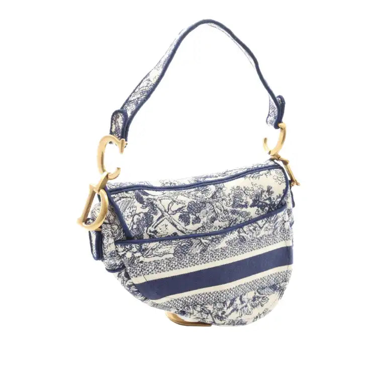Dior Canvas Embroidered Toile de Jouy Saddle Bag