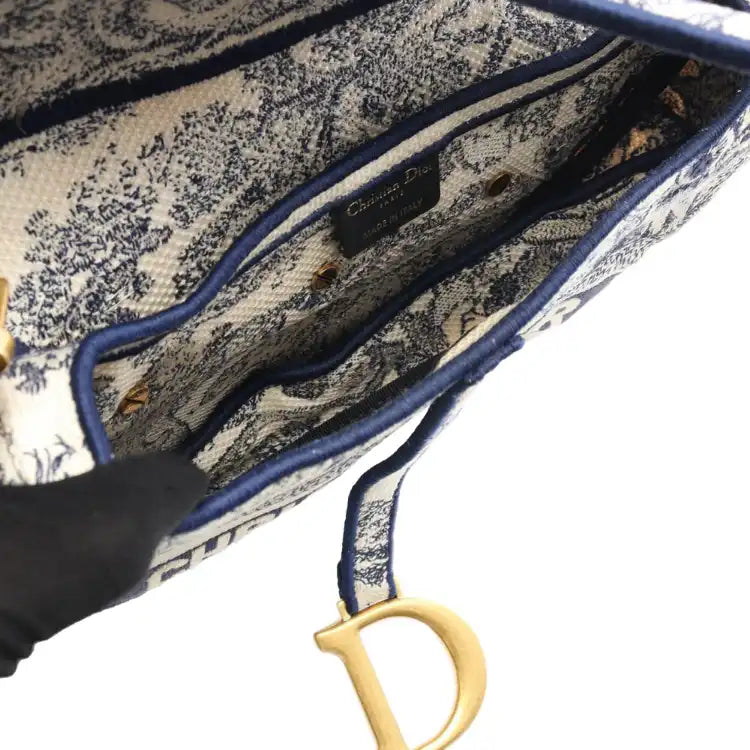 Dior Canvas Embroidered Toile de Jouy Saddle Bag