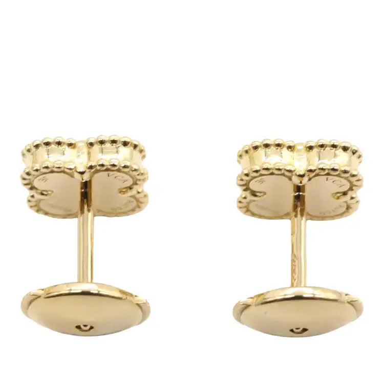 van cleef and arpels 18K Yellow Gold and Onyx Sweet Alhambra Earrings