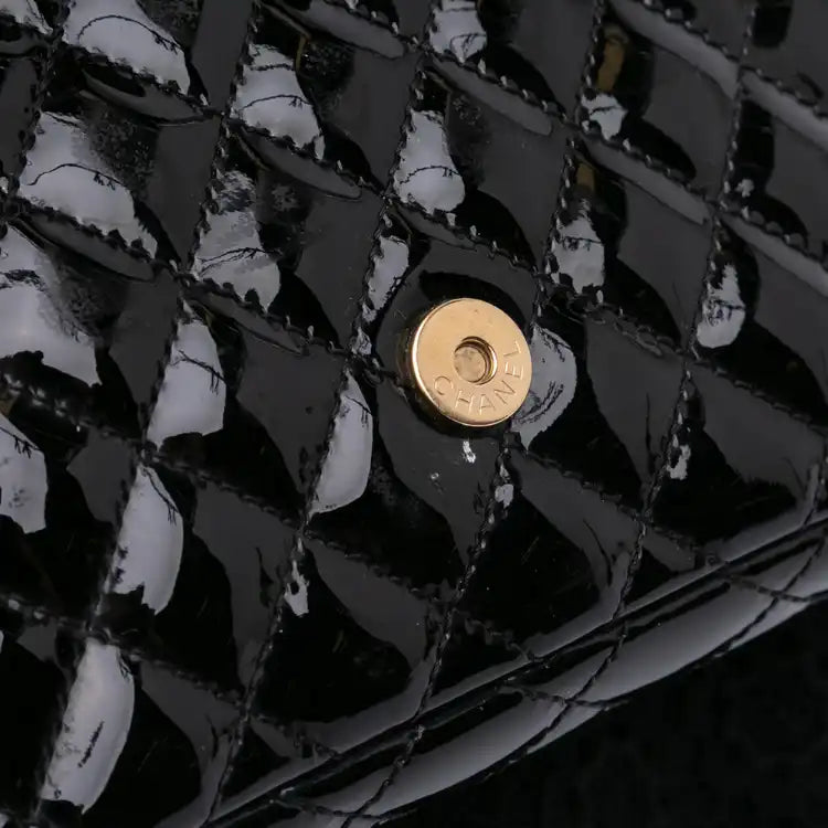 Chanel Mini Patent Lace Kiss Lock Flap Double Bag