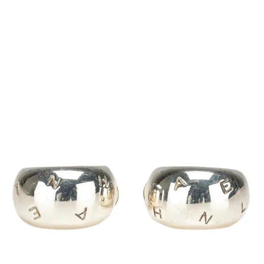 Chanel Sterling Silver Hoop Clip on Earrings