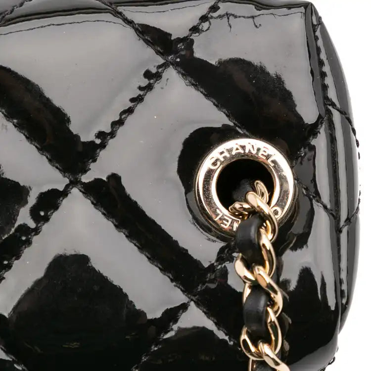 Chanel Quilted Patent Logo Chain Vanity Case