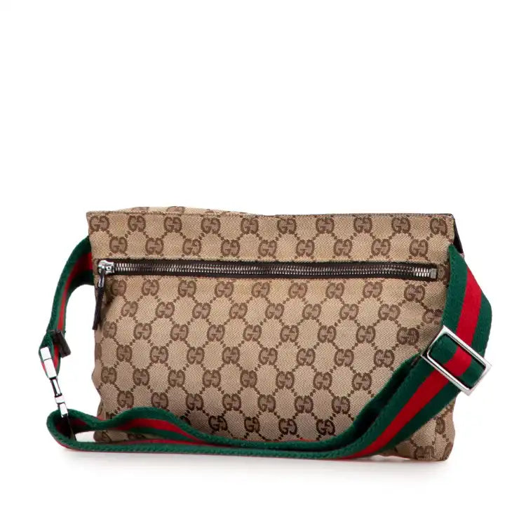 Gucci GG Canvas Web Double Pocket Belt Bag