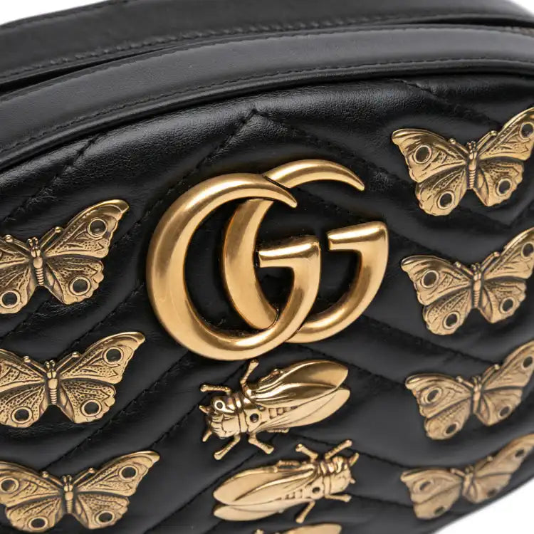Gucci GG Marmont Matelasse Leather Animalier Belt Bag