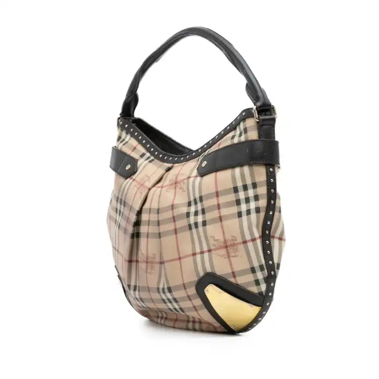 Burberry Haymarket Check Coated Canvas Hobo Bag