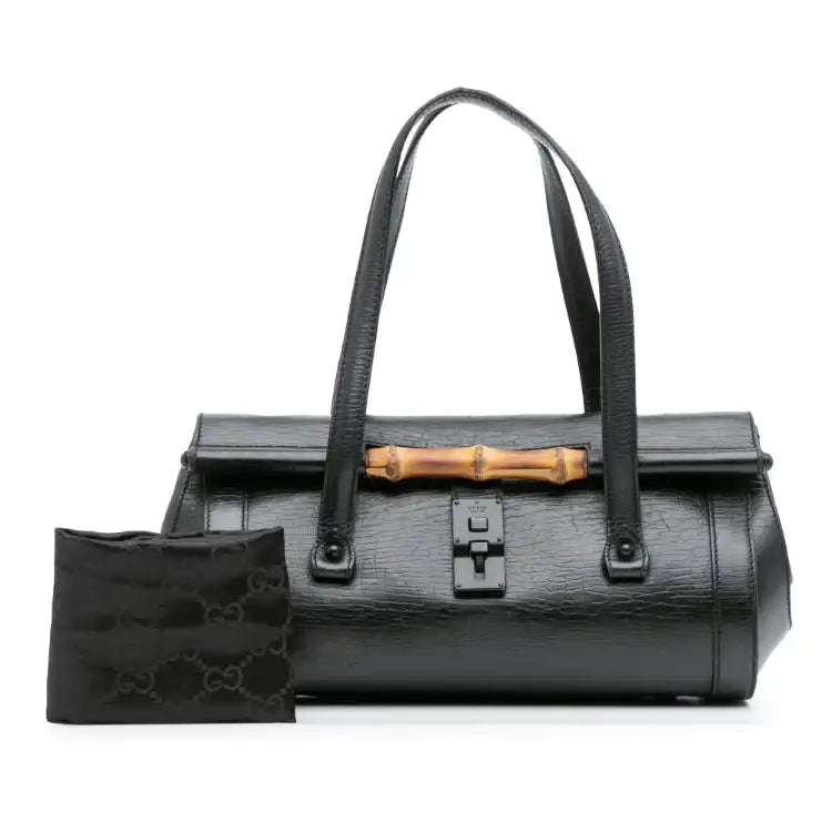 Leather Bamboo Bullet Shoulder Bag