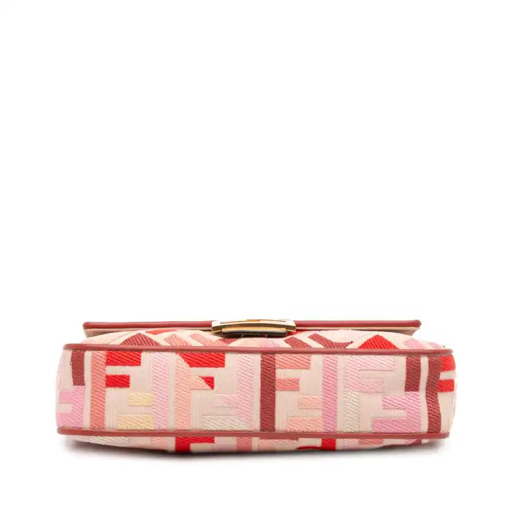 Fendi Zucca Embroidered Canvas Baguette Satchel