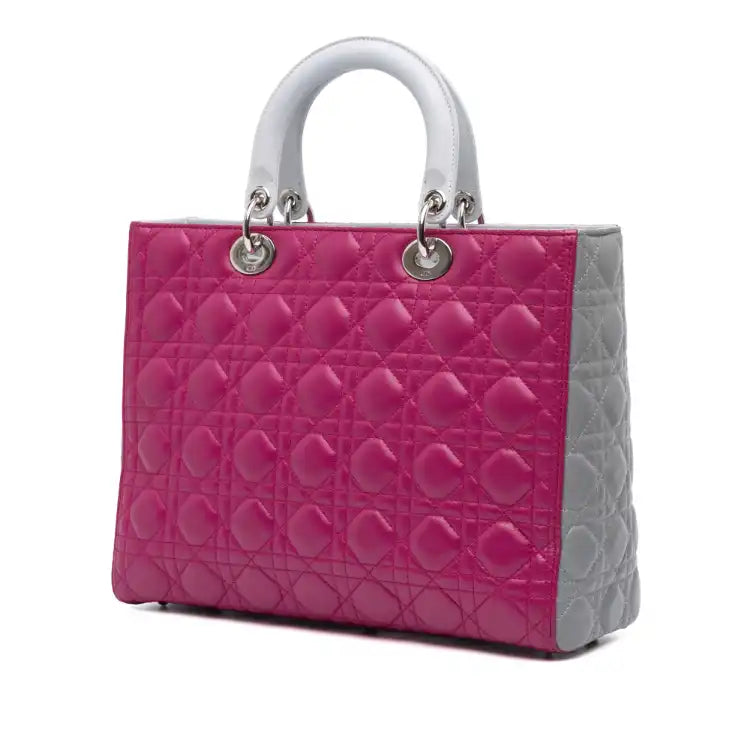 Dior Large Bicolor Lambskin Cannage Lady