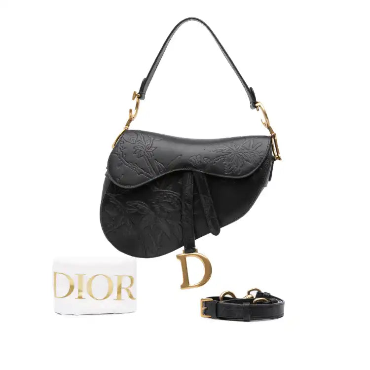 Dior Embossed Calfskin Jardin Botanique Saddle Bag