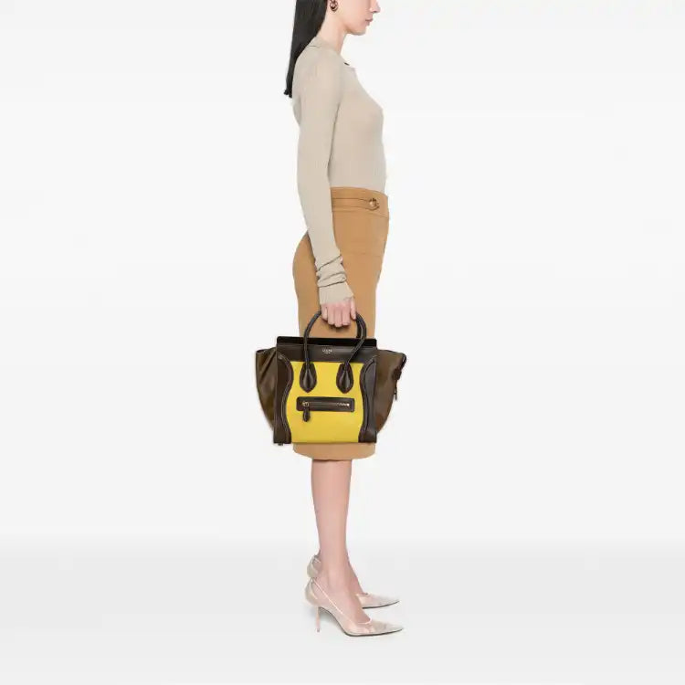 Celine Micro Tricolor Leather Luggage Tote