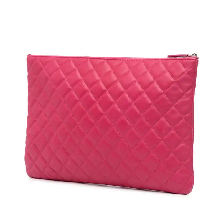Chanel Large Quilted Lambskin O Case Clutch