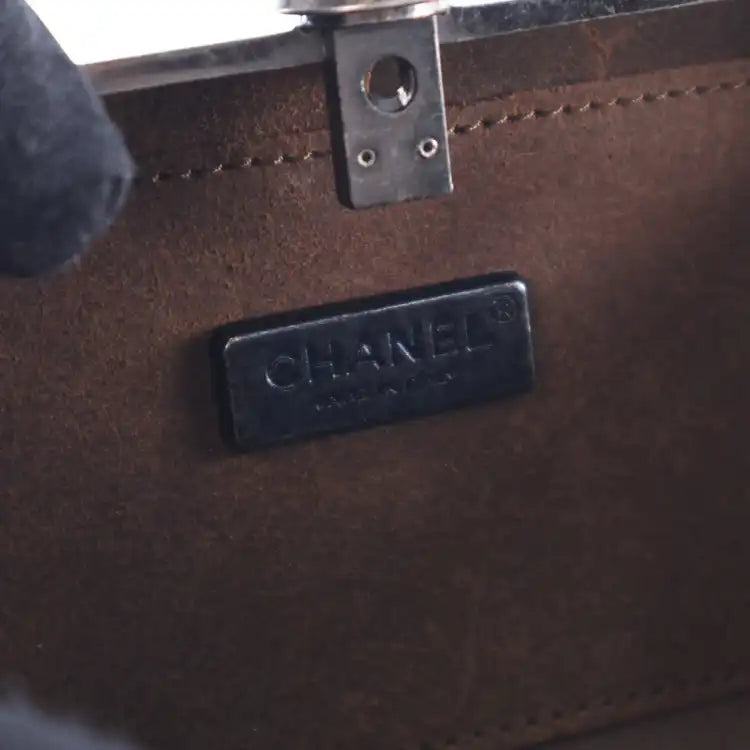 Chanel Paris Edinburgh Mini Gunmetal Grid Cage Clutch on Chain