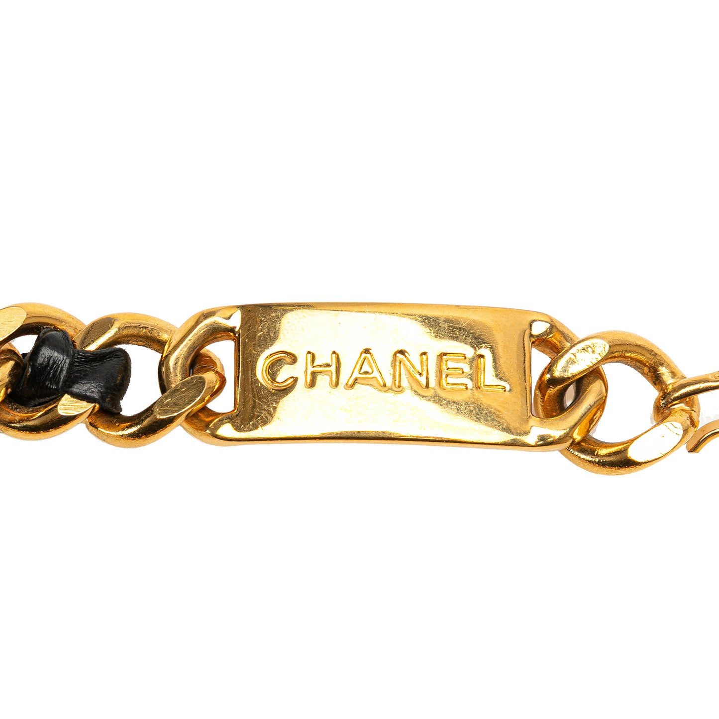 Chanel Gold Plated Medallion Leather Woven Chain Belt