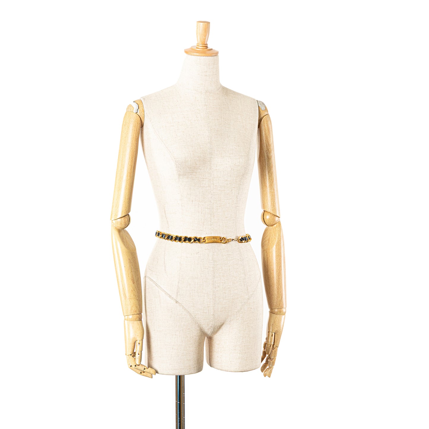 Chanel Gold Plated Medallion Leather Woven Chain Belt