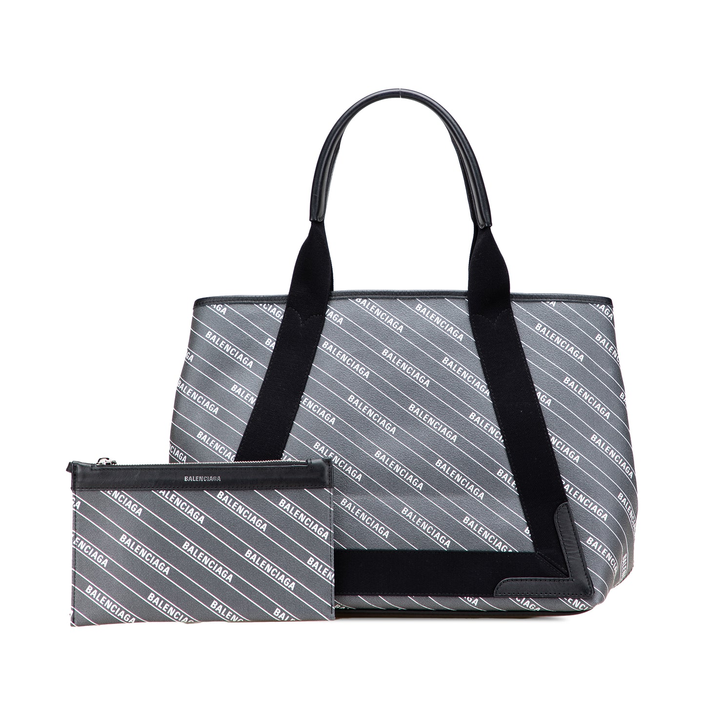 Balenciaga Coated Canvas Logo Navy Cabas Tote S