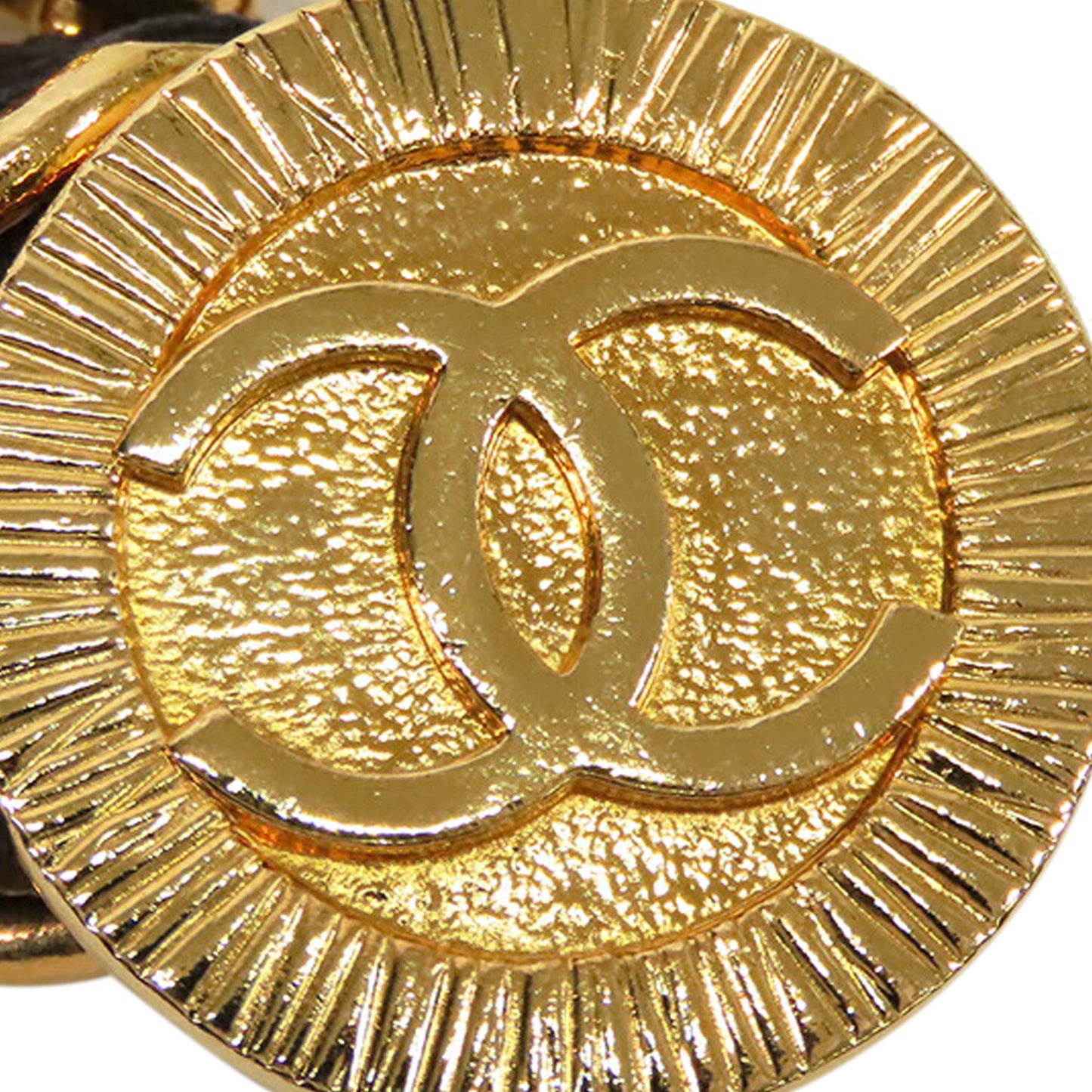 Chanel Gold Plated CC Medallion Leather Woven Chain Belt