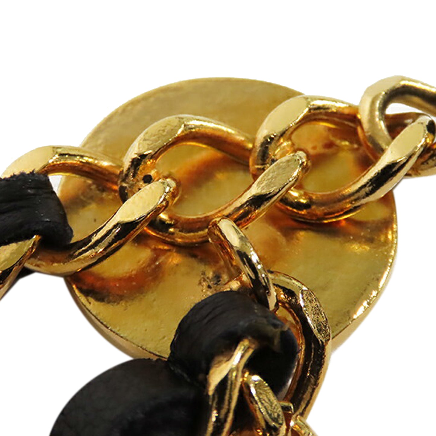 Chanel Gold Plated CC Medallion Leather Woven Chain Belt